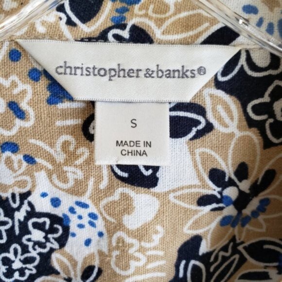 Christopher & Banks Linen/Rayon Blend Jacket Blazer Floral size S Resort Boho - Picture 10 of 12